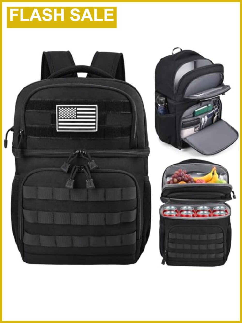 Insulated Cooler Lunch Backpack Leakproof RFID Nylon Double Deck